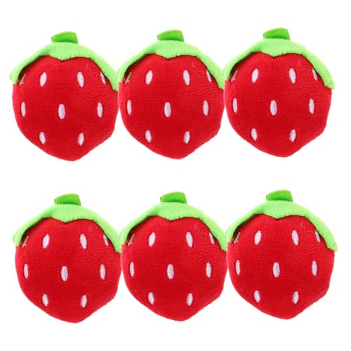 Gogogmee 6 Stück Erdbeer Plüschtier für Mini Soft Strawberry Kuscheltier für Rollenspiele der Spielküche Weiches Realistisches Obstspielzeug für Mädchen und Jungen von Gogogmee
