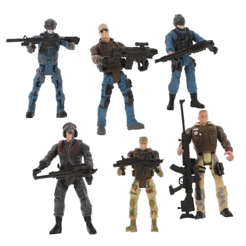 Gogogmee 6 Stück Flexible Bewegliche Militärsoldaten Spielfigur Detailgetreue Miniatur Armee Polizeimodelle Tragbares Sammelobjekt für Erwachsene von Gogogmee