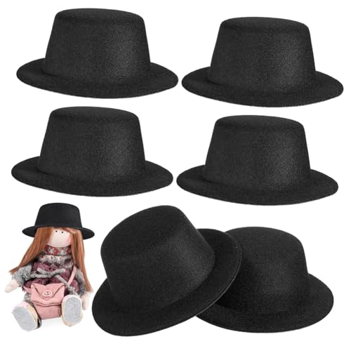 Gogogmee 6 Stück Kleine Schwarze Stoff Zylinderhüte für Puppen DIY Bastelset Flache Oberseite Elegante Puppenhut Dekoration für Weihnachts und Winter Deko Gogogmee 6 Stück Kleine Schwarze Stoff Zylinderhüte für Puppen DIY Bastelset Flache Oberseite Elegante Puppenhut Dekoration für Weihnachts und Winter Deko von Gogogmee