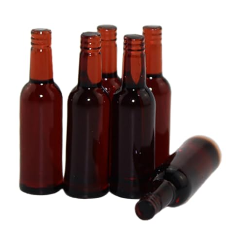 Gogogmee 6 Stück Miniatur Bierflaschen aus Robustem Resin Realistische Mini Fläschchen für Puppenhaus Dekor Foto Requisiten und Mikro Landschaften Farbintensive Miniatur Bierflaschen von Gogogmee