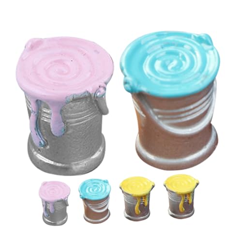 Gogogmee 6 Stück Miniatur Farb Eimer Puppenhaus Dekoration Simulation Lacktopf Modelle Glatte Oberfläche Langlebig für DIY Wohn Schlafzimmer Zubehör von Gogogmee