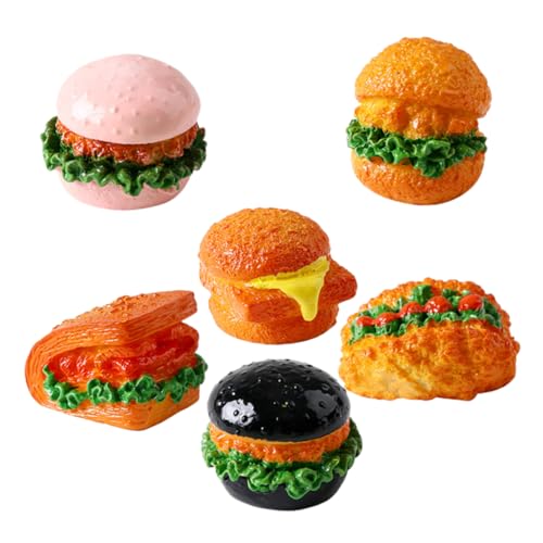 Gogogmee 6 Stück Miniatur Hamburger Modell aus Harz Realistische Puppenhaus Dekoration für Miniatur Szenen Essensspielzeug für Kreative Bastelprojekte und Freizeitgestaltung von Gogogmee