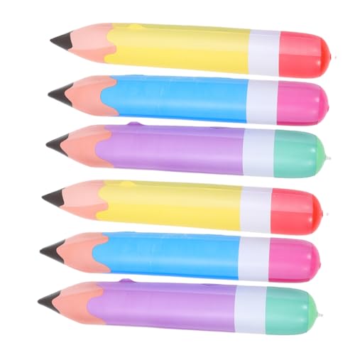 Gogogmee 6 Stück Teiliges Aufblasbare Riesen Bleistift Ballons aus Strapazierfähigem PVC Bunte Schulparty Deko für Klassenzimmer Geburtstage Einschulung und Abschlussfeiern von Gogogmee
