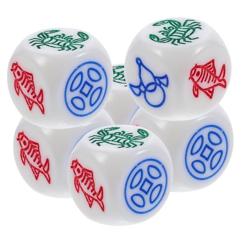 Gogogmee 6 Stück Teiliges Fisch Garnelen Krabben Würfel Kleine Spielwürfel aus Robustem Harz für Brettspiele Ktv Party Bar Zubehör Leicht Tragbar Langlebig von Gogogmee