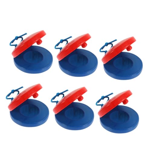 Gogogmee 6 Stück Teiliges Holz Kastagnetten Percussion Frühpädagogisches Orff Instrument für Musikalische Früherziehung Rot Blau Musikspielzeug von Gogogmee