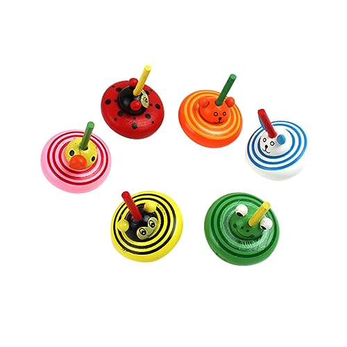 Gogogmee 6 Stück Teiliges Holzspielzeug Bunte Drehbare Tierfiguren Lustiges Hand Auge Koordination Trainingsspielzeug Sicher und Kompakt für Jungen Mädchen von Gogogmee
