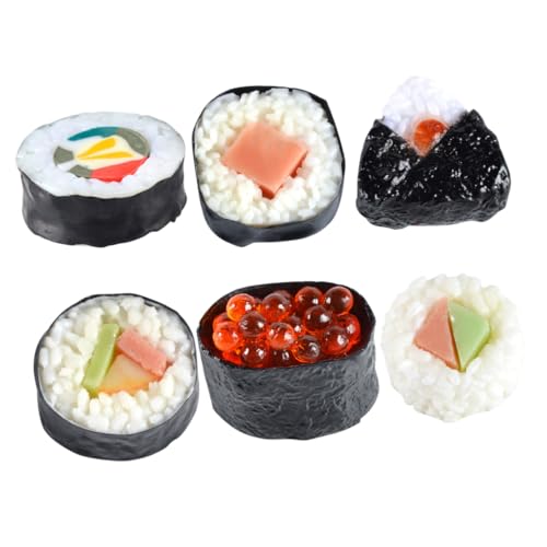 Gogogmee 6 Stück Teiliges Künstliches Sushi Modell Realistische Sushi Requisiten aus Hochwertigem für Fotografie Dekoration und Kreative Präsentationen Lebensnahe Rollen und Reisbällchen von Gogogmee