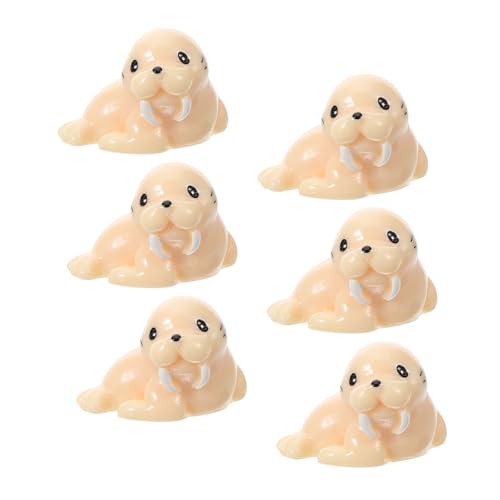 Gogogmee 6 Stück Teiliges Lernspielzeug Meeresbewohner Figuren aus Resin Walross Modell Detailreiche Desktop Deko für Bildungszwecke und Meereswelt Gestaltung von Gogogmee