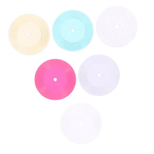 Gogogmee 6 Stück Teiliges Mini Schallplatten Modell Transparente Miniatur Dekoration für Puppenhaus Glatte Oberfläche Langlebig für Miniaturlandschaft und Wohnraumverschönerung von Gogogmee