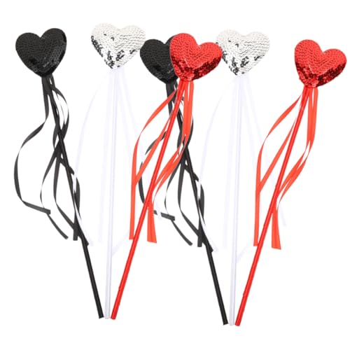 Gogogmee 6 Stück Teiliges Pailletten mit Roten Herzmotiven Leichte Fee Sticks für Kostüme Bühnenauftritte Party Deko und Geburtstagsgeschenke für Mädchen von Gogogmee