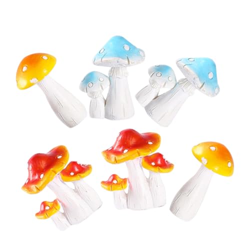 Gogogmee 6 Stück Teiliges Pilz Deko aus Resin Leichte Kleine Gartenfiguren für Bonsai Mikro landschaften Tisch Outdoor Dekoration Realistische Handliche Miniaturpilze als von Gogogmee
