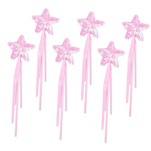 Gogogmee 6 Stück Teiliges Stern Pailletten Feenstäbe für Mädchen Leichte Dekorative Fairy Wand mit Band für Kostüme Geburtstag Halloween Cosplay und Bühnenauftritte von Gogogmee