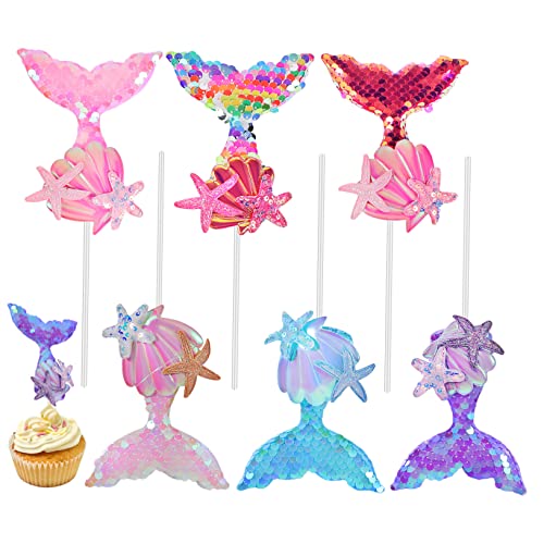 Gogogmee 6Stücke Meerjungfrau Kuchendekoration Glitzernde Cupcake Topper für Meerjungfrau Themenpartys Einfach zu Verwenden und Robust für Geburtstagsfeiern und Besondere Anlässe Gogogmee 6Stücke Meerjungfrau Kuchendekoration Glitzernde Cupcake Topper für Meerjungfrau Themenpartys Einfach zu Verwenden und Robust für Geburtstagsfeiern und Besondere Anlässe von Gogogmee