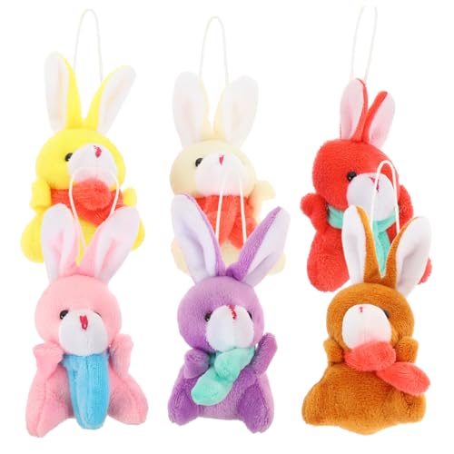 Gogogmee 6Stücke Teiliges Plüsch Kaninchen Anhänger Ostern DIY Dekoration für Taschen Rucksäcke Schlüssel Farbige Häschen Schlüsselanhänger Geschenkidee von Gogogmee