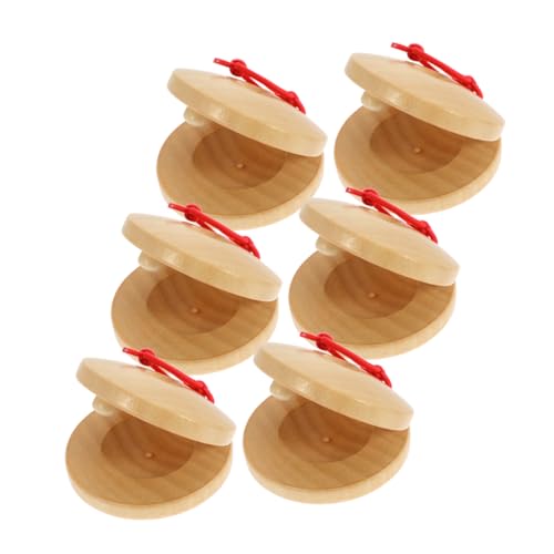 Gogogmee 6Stücke Teiliges aus Holz Kastagnetten für Rhythmusinstrumente zur Musikalischer Fähigkeiten Handheld für Lernaktivitäten von Gogogmee