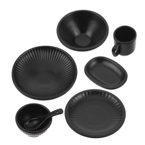 Gogogmee 7 Stück Teiliges Miniatur-dinnerware-Set Kleinen Schalen Tellern und Tassen Feine Legierung Geeignet für Puppenhaus-Dekoration Fotorequisiten und Sammelobjekte von Gogogmee