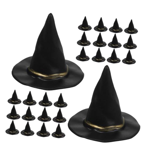 Gogogmee 72 Stück Hexenhüte Schwarz für Halloween Dekoration DIY Bastelset mit Miniatur Hexenhüten aus Kunststoff Kleine Hexenhut Accessoires für Puppenhaus und Tischdeko von Gogogmee