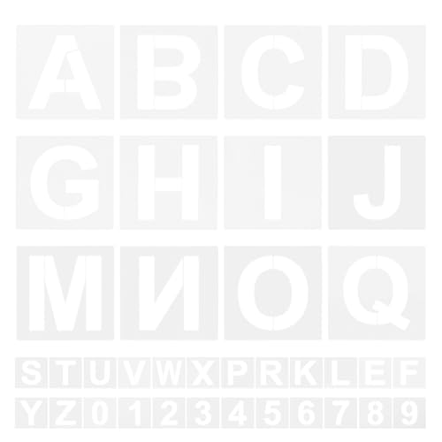 Gogogmee 72 Stück Plastikvorlage Zeichnung Schablone Sprühfarben-buchstabenschablonen Kleine Plastikschablonen Buchstaben-Alphabet-schablonen Wiederverwendbare Schablone Das Haustier Weiß von Gogogmee