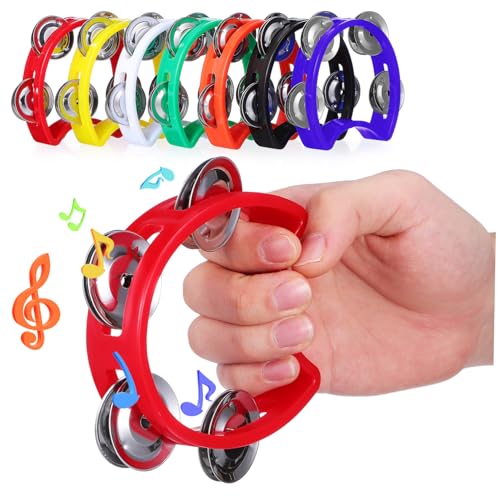 Gogogmee 7stücke Tamburin Für Junge Mädchen Und Erwachsene Musikinstrument Mit Metallglöckchen Handschlaginstrument Aus Kunststoff Für Kinderinstrumente Zum Spielen von Gogogmee