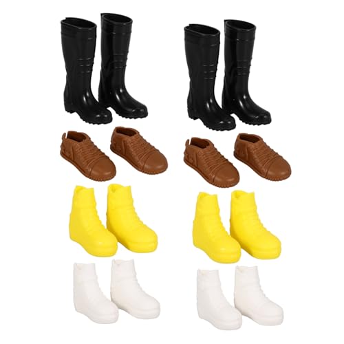 Gogogmee 8 Paare Miniatur Puppenschuhe aus Hochwertigem Kunststoff Vielseitig Einsetzbar als Puppenzubehör und Miniatur Doll Dress Up Shoes für Puppen und Miniaturhäuser von Gogogmee