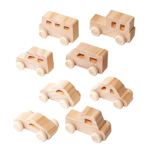 Gogogmee 8 Stück Teiliges DIY Holzauto zum Bemalen Leichte Stabile Kleine Holzautos für Fördert Kreativität Hand Augen Koordination und Frühe Lernentwicklung für Bastelprojekte von Gogogmee