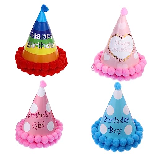 Gogogmee 8 Stück Teiliges Lustige Geburtstagsmützen mit Pompons Papierhüte für Erwachsene und Haustiere Partydekoration für Unvergessliche Feiern von Gogogmee