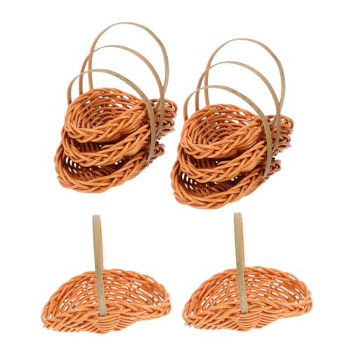 Gogogmee 8 Stück Teiliges Miniatur Handgewebte Imitation-Rattan-körbe mit Griffen Kleine Geflochtene Blumenkörbe Vielseitige Dekoration für Puppenhäuser Hochzeiten Feengärten und von Gogogmee