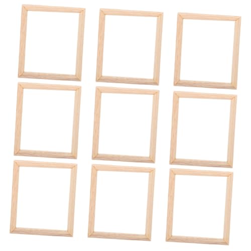 Gogogmee 9 Stück Maßstab Natürliche Holzrahmen für Puppenhaus Dekoration DIY Mini Bilderrahmen für Bastelprojekte und Puppenmöbel von Gogogmee