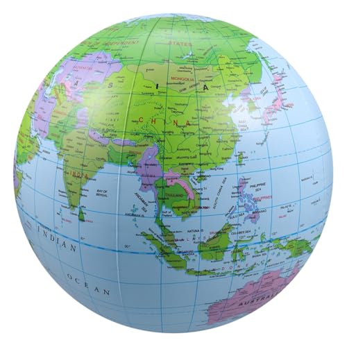 Gogogmee Aufblasbarer Strandball aus Robustem PVC Leicht Aufblasbar Detailreiche Weltkarte Schwimmender Geographie Spielball für Poolparty Sommeraktivitäten und Bildungsspielzeug von Gogogmee
