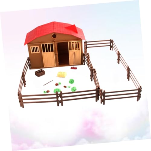 Gogogmee DIY Bauernhof Modellspielset aus Kunststoff Farmhaus mit Zäunen Forke Besen Heuhaufen Holzbox Gemüse Rüben Kreatives Bauernhof spielfigur zum Zusammenbauen und Rollenspiel von Gogogmee