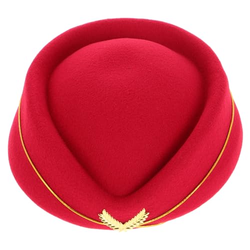 Gogogmee Damen Stewardess Hut Dunkelrot Beret Mütze Komfortabel Elegantes Design Für Kostüm Cosplay Bühne Performance Gogogmee Damen Stewardess Hut Dunkelrot Beret Mütze Komfortabel Elegantes Design Für Kostüm Cosplay Bühne Performance von Gogogmee