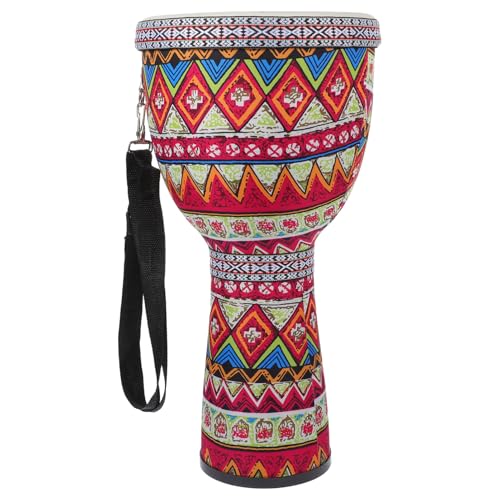 Gogogmee Djembe Trommel Leichtes Afrikanisches Percussion Instrument ohne Stimmsystem mit Handbemaltem Muster und Traditioneller Stoffdekoration Geeignet für Junge Musikliebhaber und von Gogogmee
