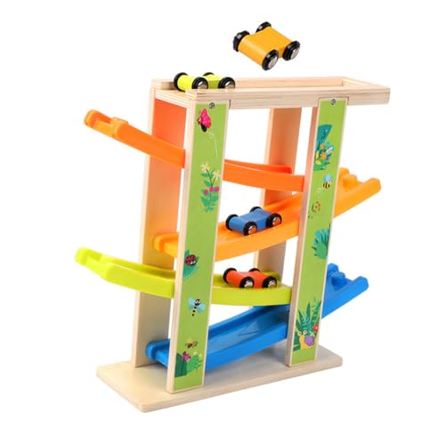 Gogogmee Frühförderung Gliding Car aus Holz und Kunststoff Kreatives Lernspielzeug mit Inertialantrieb Fördert Konzentration Hand Auge koordination und Farbverständnis von Gogogmee