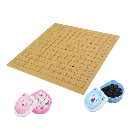 Gogogmee Go Spielset mit Doppelseitigem und Brett Cartoon Bär Design Leichtes Reise Set mit Kunststoffsteinen Edukatives Strategiespiel für Junge Mädchen und Familienbindung von Gogogmee