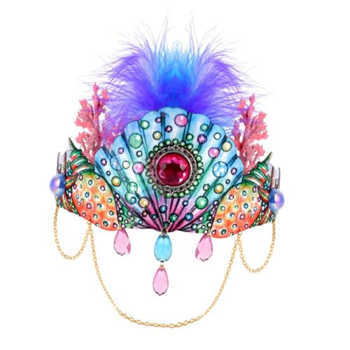 Gogogmee Halloween Haarkranz Damen Feder Haarreif mit Muschel Korallendetails Leichtes Party haarschmuck für Kostüm Fotografie accessoire Komfortabel und Langlebig für Festtage von Gogogmee