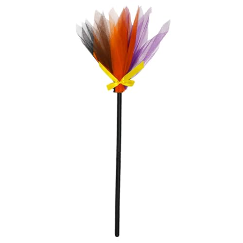 Gogogmee Halloween Hexenbesen Cosplay Besen mit Farbiger Patch Optik Leicht und Handlich für Halloween Partys Gruseldekoration Auftritte und Kinderkostüme von Gogogmee