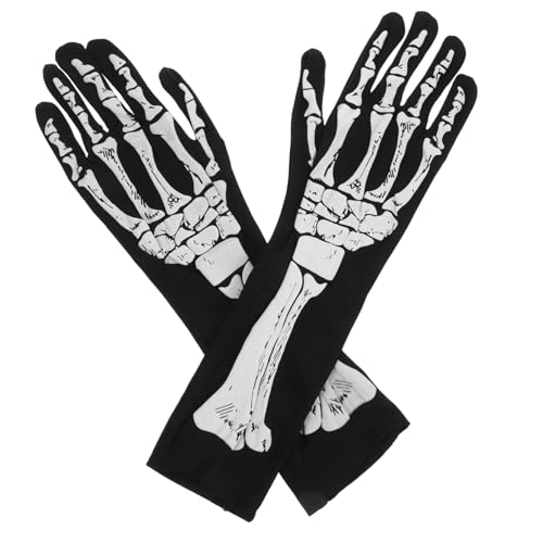 Gogogmee Halloween Skelett Handschuhe Lang Elastisch Gruseliges Cosplay Zubehör für Karneval Party Kostüm von Gogogmee
