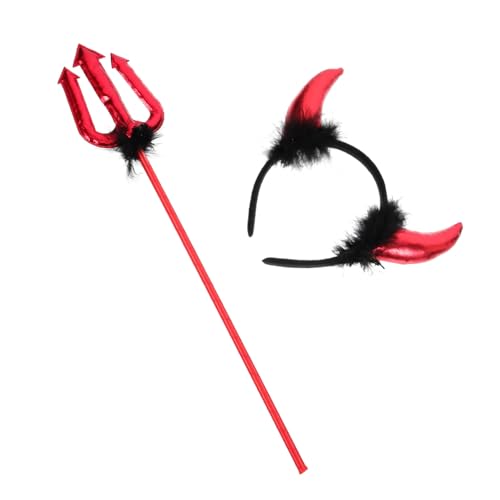 Gogogmee Halloween Teufelshörner Haarreif Teilig Rote Goldene Hörner Damen Cosplay Kostüm Zubehör für Fasching Karneval Party und Halloween Verkleidung von Gogogmee