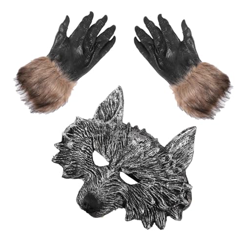 Gogogmee Halloween Werwolf Masken und Handschuh Wolfskostüm Zubehör für Halloween Party Cosplay Maskenball Langlebige Werwolf Maske mit Maske und Handschuhen für Erwachsene und Liebhaber Gogogmee Halloween Werwolf Masken und Handschuh Wolfskostüm Zubehör für Halloween Party Cosplay Maskenball Langlebige Werwolf Maske mit Maske und Handschuhen für Erwachsene und Liebhaber von Gogogmee