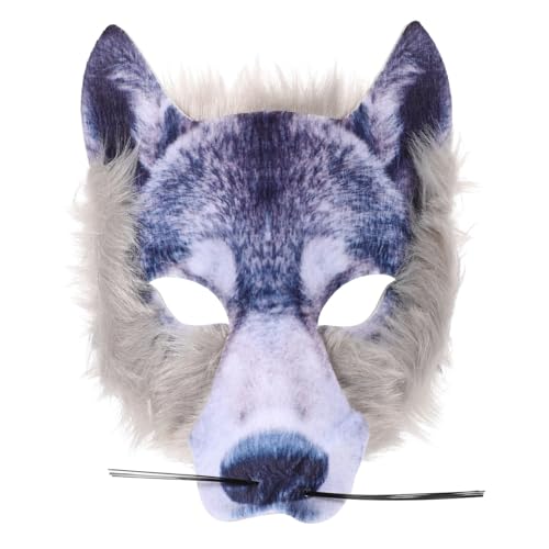 Gogogmee Halloween Wolf Maske Halbgesicht Plüschmaskerade Langlebig Lustiges Design Für Karneval Fasching Kostümparty Erwachsene von Gogogmee