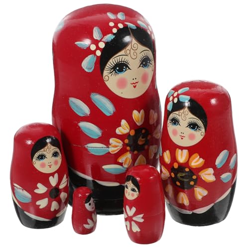 Gogogmee Handbemalte Teilig Holz Puppen Russische Nesting Dolls für Pädagogisches Raumwahrnehmung Dekorative Holzfiguren von Gogogmee