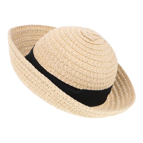Gogogmee Handgefertigter Mini Strohhut für Puppen Beige Sonnenschutz Modisches Accessoire für Puppenhaus DIY Bastelbedarf und Dekoration von Gogogmee