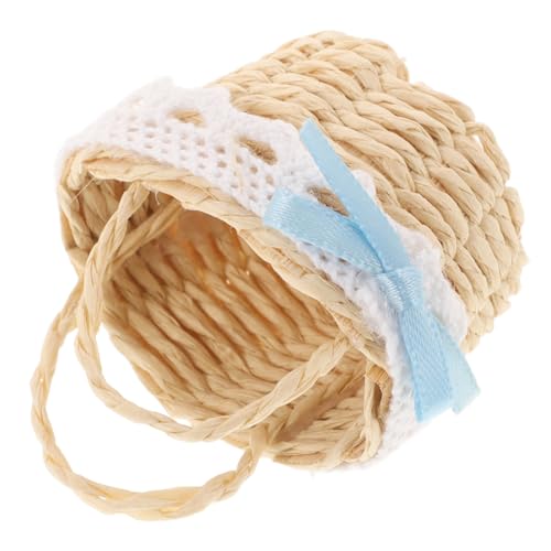 Gogogmee Handgewebter Miniaturkorb für Puppenhausdekoration Kleiner Korb für Miniaturszenen und Fotografie Requisiten mit Blauem Schleifenrand für Kreative Arrangements Gogogmee Handgewebter Miniaturkorb für Puppenhausdekoration Kleiner Korb für Miniaturszenen und Fotografie Requisiten mit Blauem Schleifenrand für Kreative Arrangements von Gogogmee