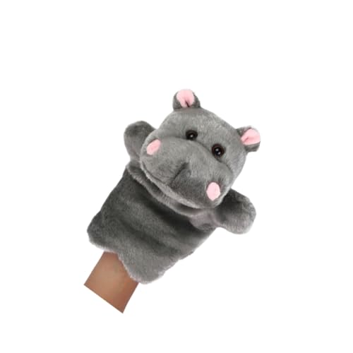 Gogogmee Handpuppe Hippo Plüsch Dunkelgrau Motorikspielzeug für Storytelling Puppentheater Zubehör Interaktives Rollenspiel zur Frühkindlichen Fördert Kommunikation und Fantasie von Gogogmee