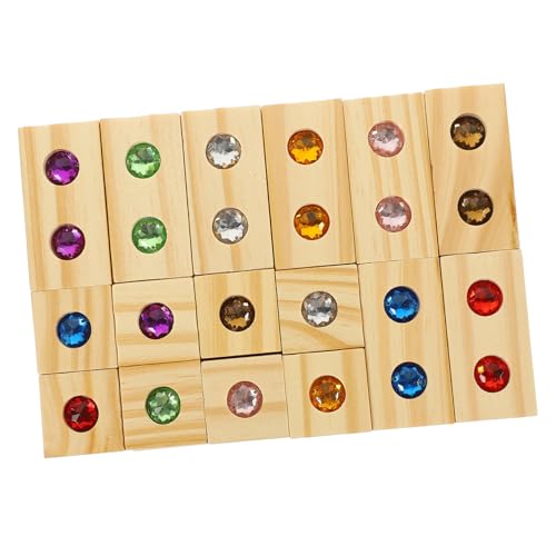 Gogogmee Holzbausteine mit Edelstein Einlagen Farbige Quadratische Stapelblöcke Stabiles Montessori Lernspielzeug für Frühe von Feinmotorik und Farberkennung Langlebig und Pädagogisch von Gogogmee