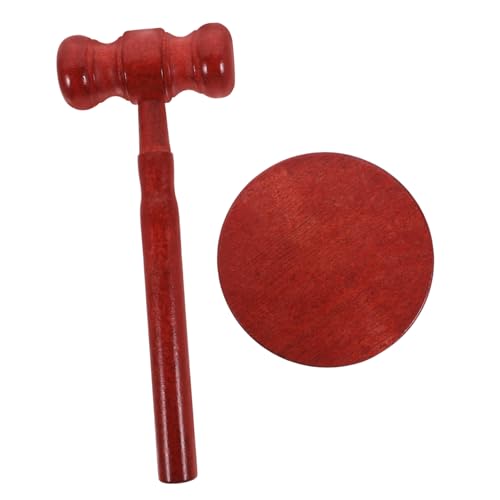 Gogogmee Holzhammer Grabwoche mit Sockel Stabiles Richterhammer für Spiel und Zeremonie Roter Griff Vielseitiger Auktionshammer für Jungen und Mädchen von Gogogmee