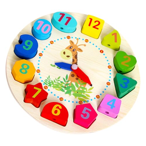 Gogogmee Holzperlen Uhr Lernspielzeug mit Zahlen Montessori Holzspielzeug Ab Jahr für Jungen Mädchen Umweltfreundliche Holzsortieruhr zur Kognitiver Entwicklung Pädagogisches Perlenketten von Gogogmee