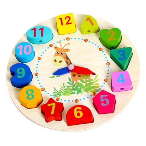 Gogogmee Holzspielzeug Beads Sortieruhr Lernuhr für Kleinkinder Jungen Mädchen Montessori Holzklötze Zahlen Uhr Pädagogisches Umweltfreundlich Sicher von Gogogmee