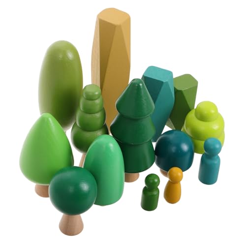 Gogogmee Holzspielzeug Mini Bäume für Kleinkinder Farbenfrohes Abgerundetes Montessori Lernspielzeug Handliche Stapelspielsteine Multifunktional als Kuchen Deko Geeignet Fördert Feinmotorik von Gogogmee