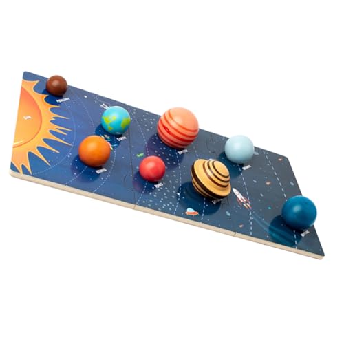 Gogogmee Holzspielzeug Sonnensystem Puzzle Planeten Lernspielzeug Montessori Holzpuzzle Motorikspielzeug Pädagogisch Sicheres Glattes Material für Frühe Weltraumerkennung und Kognitive von Gogogmee